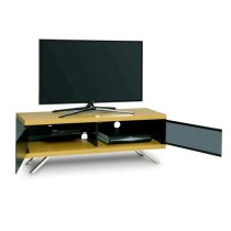 Tavin High Gloss TV Stand With 2 Storage Compartments In Oak