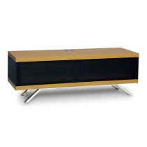 Tavin High Gloss TV Stand With 2 Storage Compartments In Oak