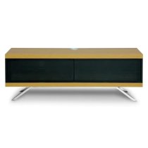 Tavin High Gloss TV Stand With 2 Storage Compartments In Oak