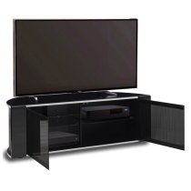 Sanja Medium Corner High Gloss TV Stand With Doors In Black