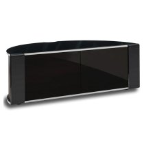 Sanja Medium Corner High Gloss TV Stand With Doors In Black