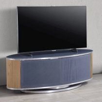 Lanza High Gloss TV Stand With Push Doors In Grey And Oak