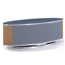 Lanza High Gloss TV Stand With Push Doors In Grey And Oak