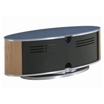 Lanza High Gloss TV Stand With Push Doors In Grey And Oak