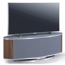 Lanza High Gloss TV Stand With Push Doors In Grey And Walnut