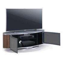 Lanza High Gloss TV Stand With Push Doors In Grey And Walnut