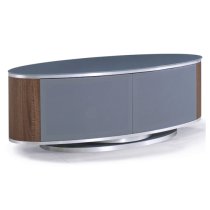 Lanza High Gloss TV Stand With Push Doors In Grey And Walnut