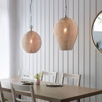 Asha Twisted Wire Ceiling Pendant Light In Polished Nickel