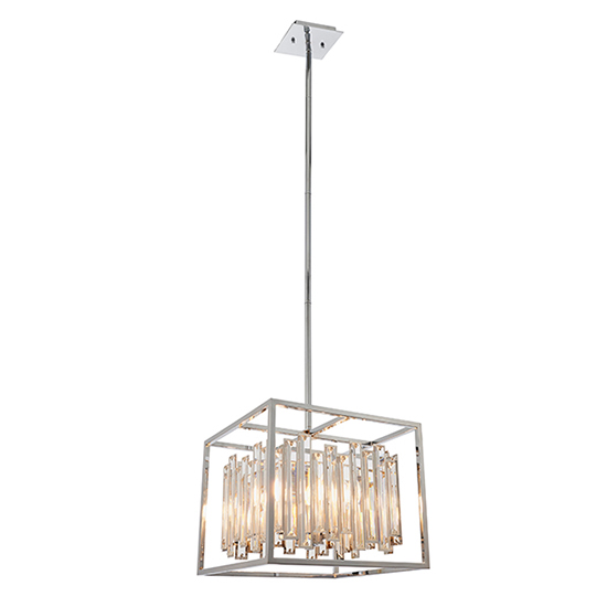 Acadia 4 Lights Crystal Details Ceiling Pendant Light In Chrome