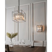 Acadia 4 Lights Crystal Details Ceiling Pendant Light In Chrome