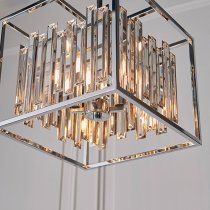 Acadia 4 Lights Crystal Details Ceiling Pendant Light In Chrome