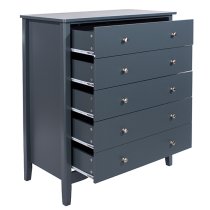 Kamuy Wooden Chest Of 5 Drawers In Midnight Blue