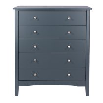 Kamuy Wooden Chest Of 5 Drawers In Midnight Blue