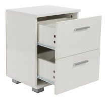 Louth High Gloss 2 Drawers Bedside Cabinet In White