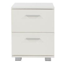 Louth High Gloss 2 Drawers Bedside Cabinet In White