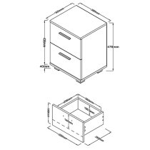 Louth High Gloss 2 Drawers Bedside Cabinet In White