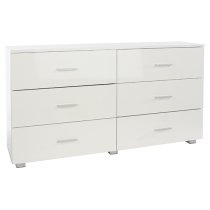 Lufkin High Gloss Chest Of 6 Drawers In White