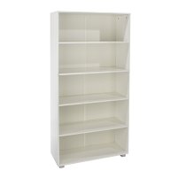 Louth Tall High Gloss 4 Shelves Bookcase In White