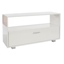 Louth High Gloss 1 Shelf And 1 Drawer TV Stand In White