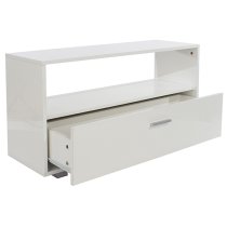 Louth High Gloss 1 Shelf And 1 Drawer TV Stand In White