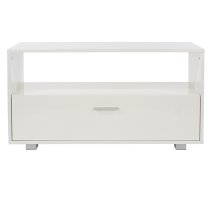 Louth High Gloss 1 Shelf And 1 Drawer TV Stand In White