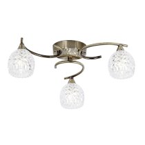 Boyer 3 Lights Glass Semi Flush Ceiling Light In Antique Brass