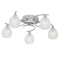 Boyer 5 Lights Glass Semi Flush Ceiling Light In Chrome