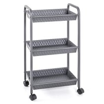 Stroudsburg Metal 3 Shelves Serving Trolley On Wheels In Grey