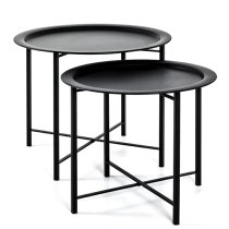 Stateline Metal Set Of 2 Coffee Tables In Black