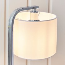 Canning White Silk Drum Shade Table Lamp In Polished Chrome