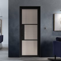 Tribeca Reeded Glazed 1981mm x 762mm Internal Door In Black