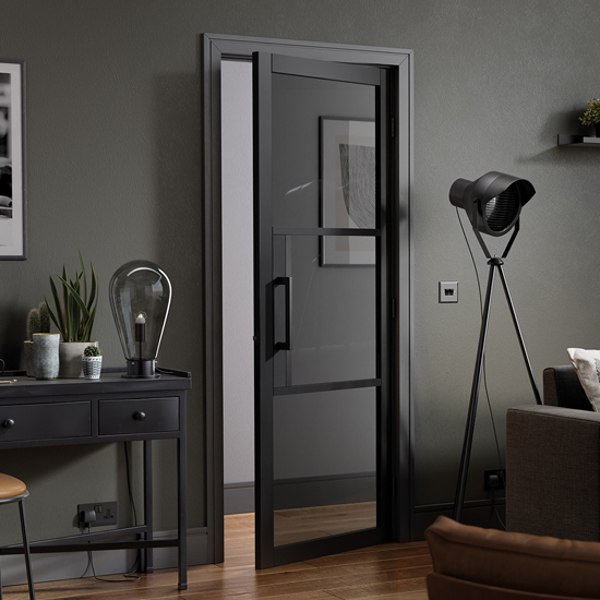 Tribeca Tinted Glazed 1981mm x 686mm Internal Door In Black