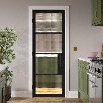 Chelsea Reeded Glazed 1981mm x 686mm Internal Door In Black