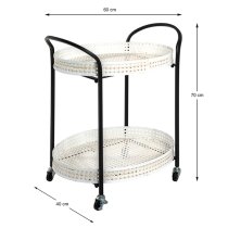 Marostica Metal Serving Trolley On Castors In Cream And Black