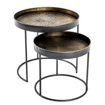 Lewiston Metal Set Of 2 Side Tables In Copper And Black