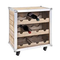 Hyattsville Wooden Bottle Rack On Castors In Natural Pine