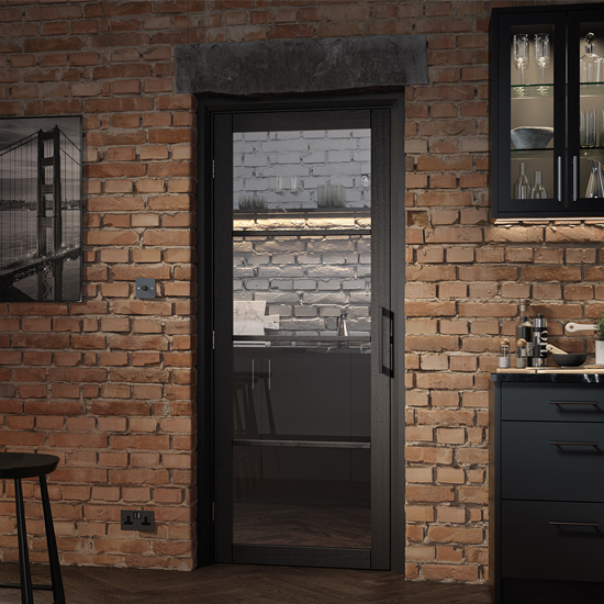 Soho Glazed 1981mm x 838mm Internal Door In Dark Charcoal