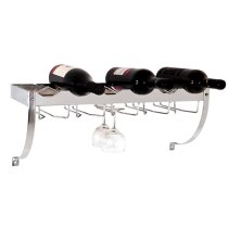 Hyattsville Metal Bottle Rack With Glass Holder In Chrome