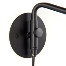 Carlson Light Grey Shade Swing Arm Wall Light In Matt Black