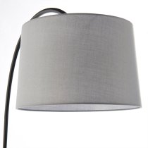 Carlson Light Grey Cotton Shade Floor Lamp In Matt Black