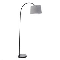 Carlson Light Grey Cotton Shade Floor Lamp In Matt Black