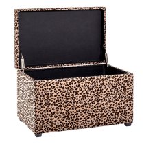 Eastroy Fabric Upholstered Storage Ottoman In Leopard Print