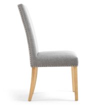 Rabat Silver Grey Fabric Dining Chairs With Natural Legs In Pair