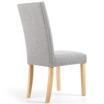 Rabat Silver Grey Fabric Dining Chairs With Natural Legs In Pair