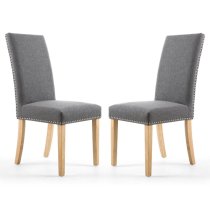 Rabat Steel Grey Linen Dining Chairs And Natural Legs In Pair