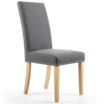 Rabat Steel Grey Linen Dining Chairs And Natural Legs In Pair