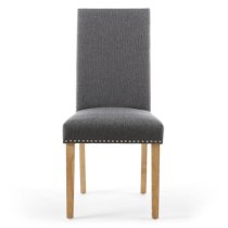 Rabat Steel Grey Linen Dining Chairs And Natural Legs In Pair