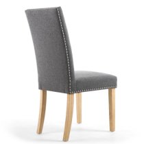 Rabat Steel Grey Linen Dining Chairs And Natural Legs In Pair