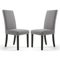 Rabat Steel Grey Fabric Dining Chairs With Black Legs In Pair