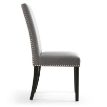 Rabat Steel Grey Fabric Dining Chairs With Black Legs In Pair